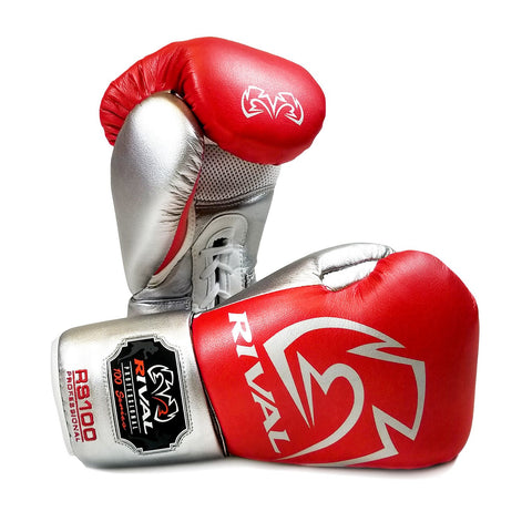 Rival RS-100 Professional Sparring Gloves Red/Silver - Bob's Fight Shop