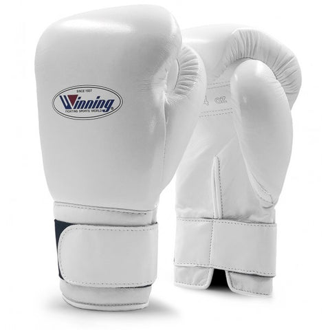 Winning Velcro Boxing Gloves White 12oz - Bob's Fight Shop